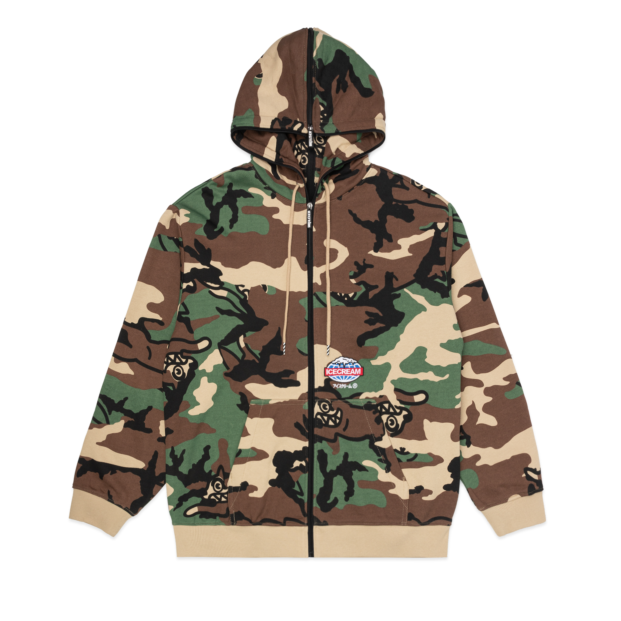 Camo zip shop up hoodie