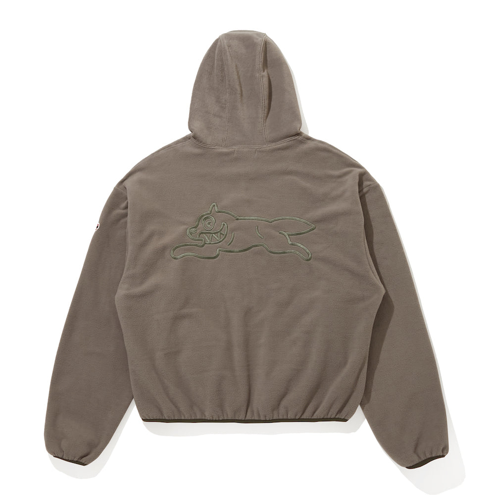EMBROIDERED LOGO PIPING FLEECE HOODIE - GRAY