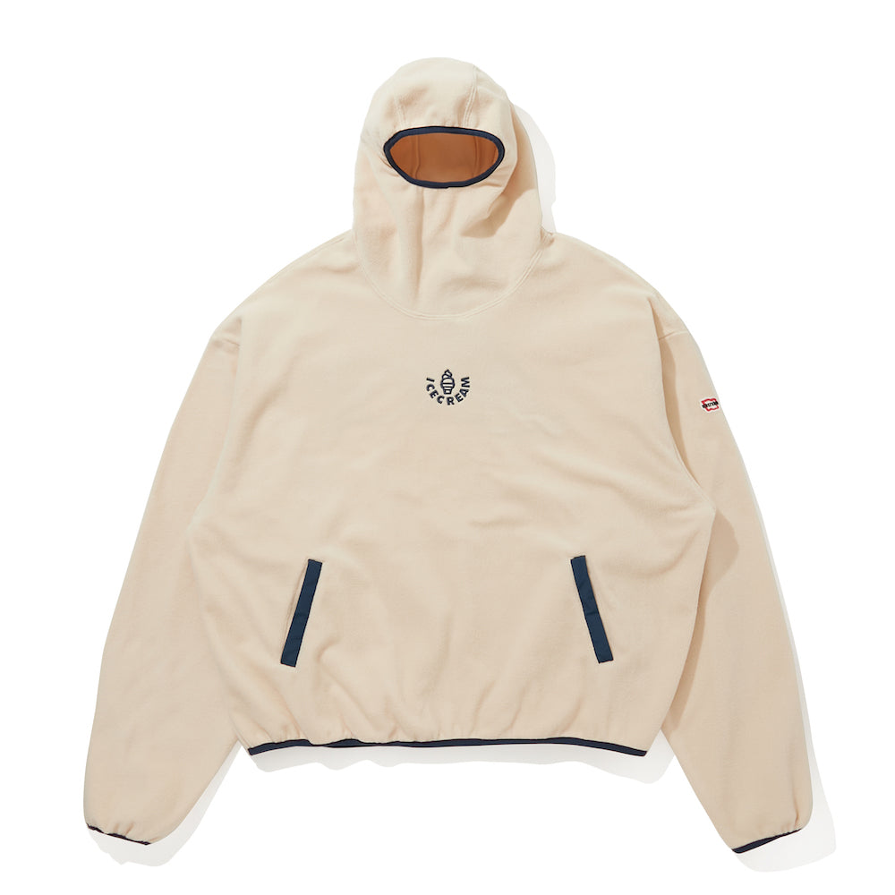 EMBROIDERED LOGO PIPING FLEECE HOODIE - OATMEAL