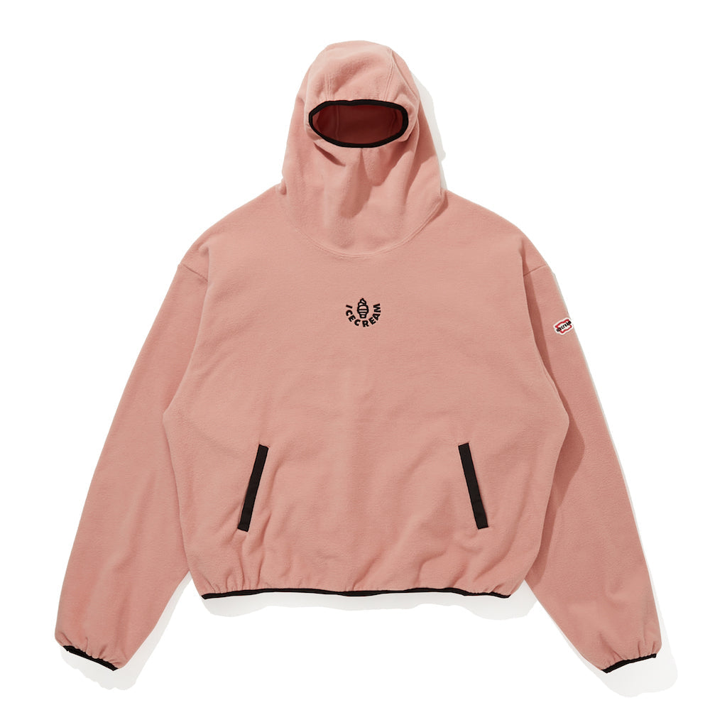 EMBROIDERED LOGO PIPING FLEECE HOODIE - PINK