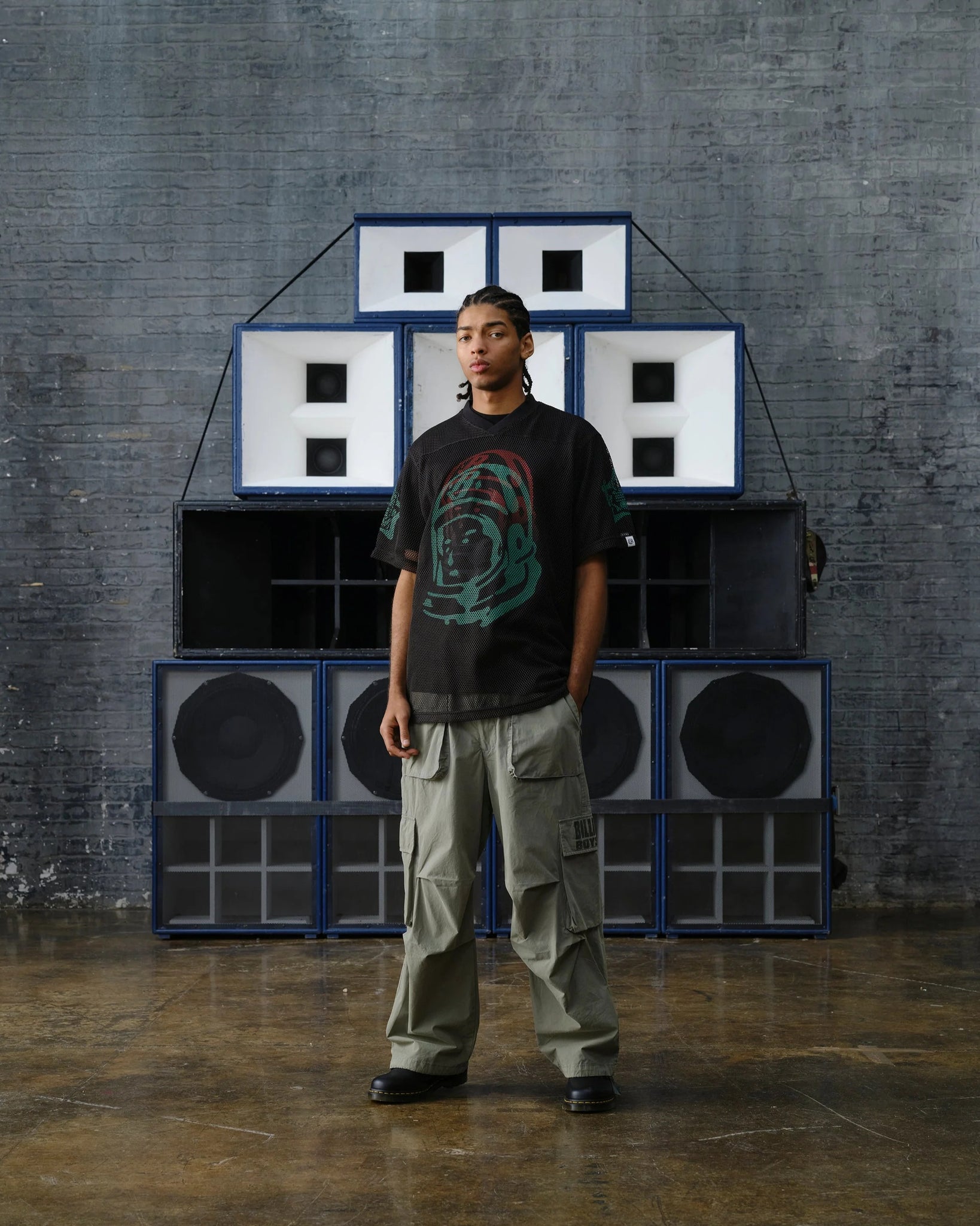 ASTRO BIG MESH FOOTBALL T-SHIRT - BLACK