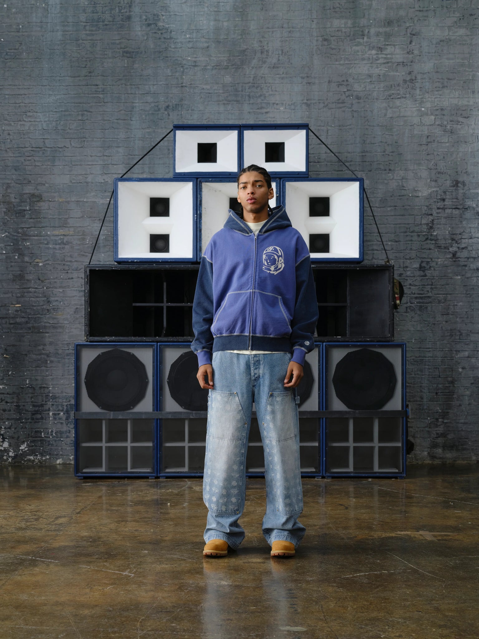 INDIGO OVERSIZED COLLEGE ZIP THROUGH - INDIGO