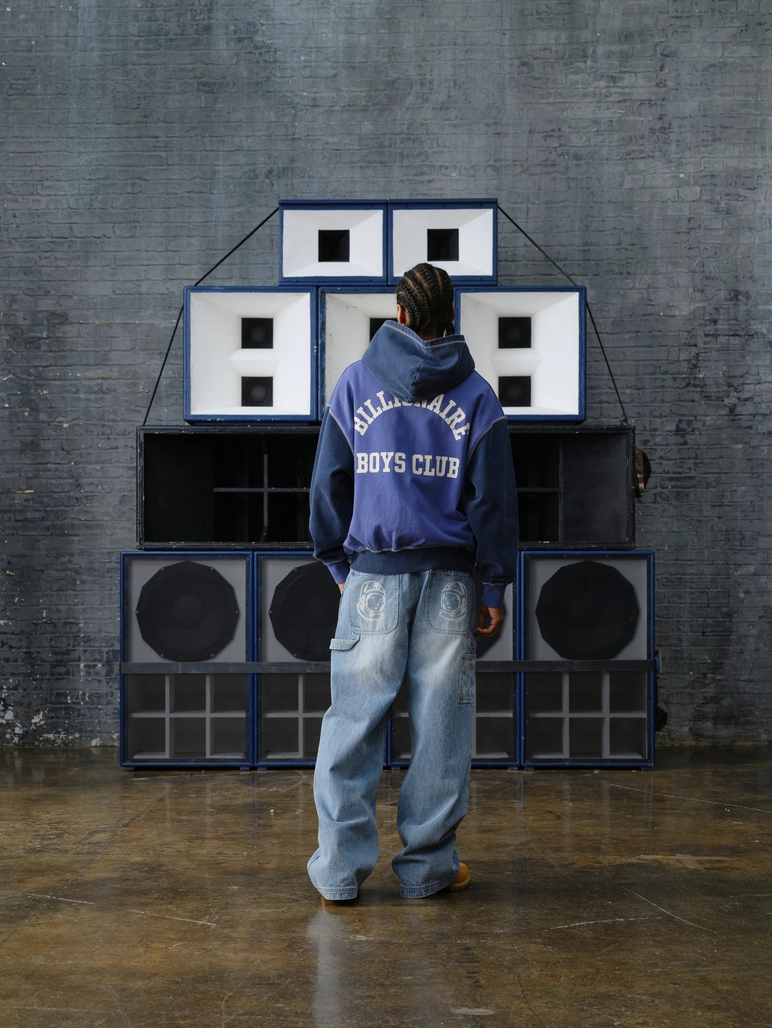 INDIGO OVERSIZED COLLEGE ZIP THROUGH - INDIGO