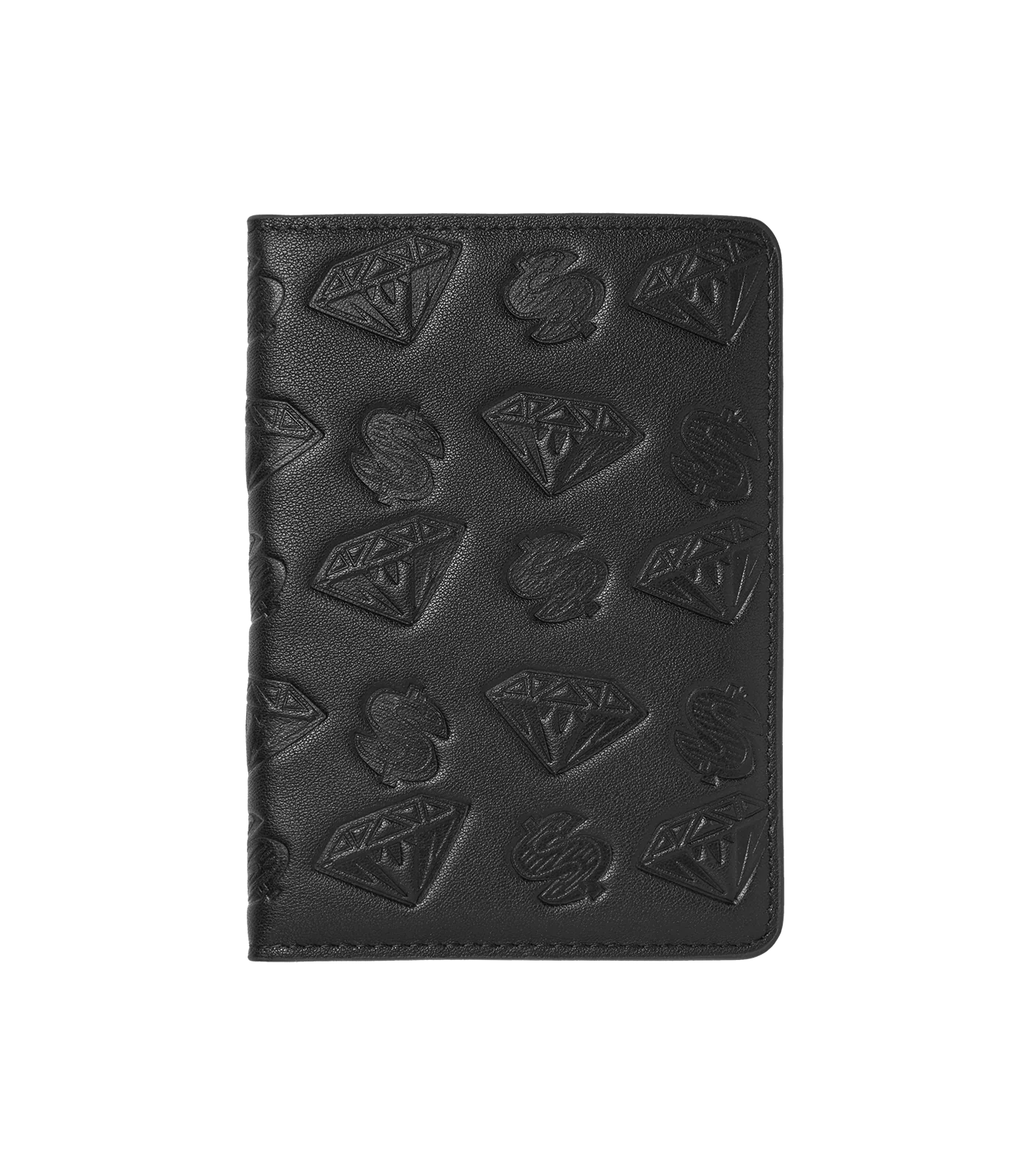 DIAMOND & DOLLARS PASSPORT HOLDER - BLACK