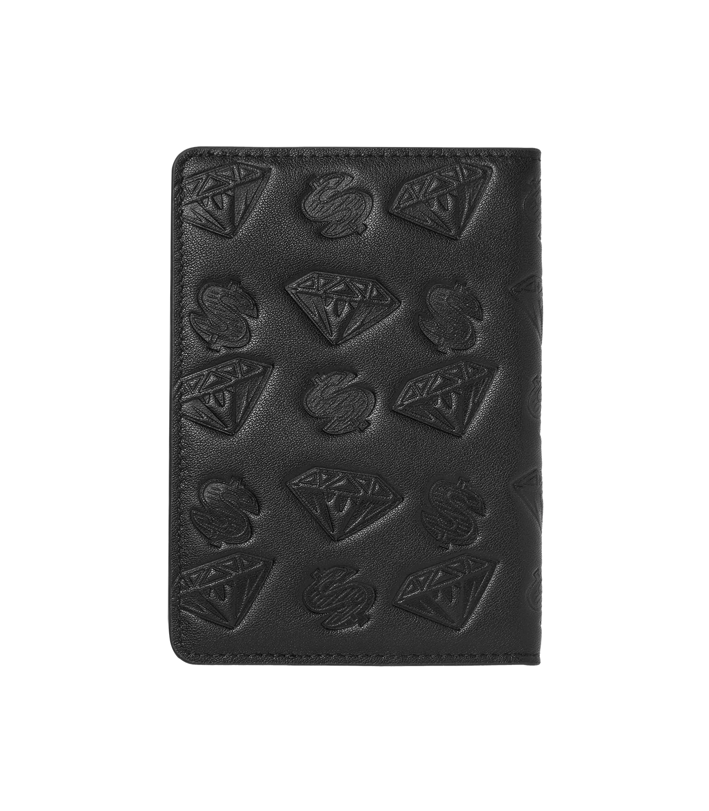 DIAMOND & DOLLARS PASSPORT HOLDER - BLACK