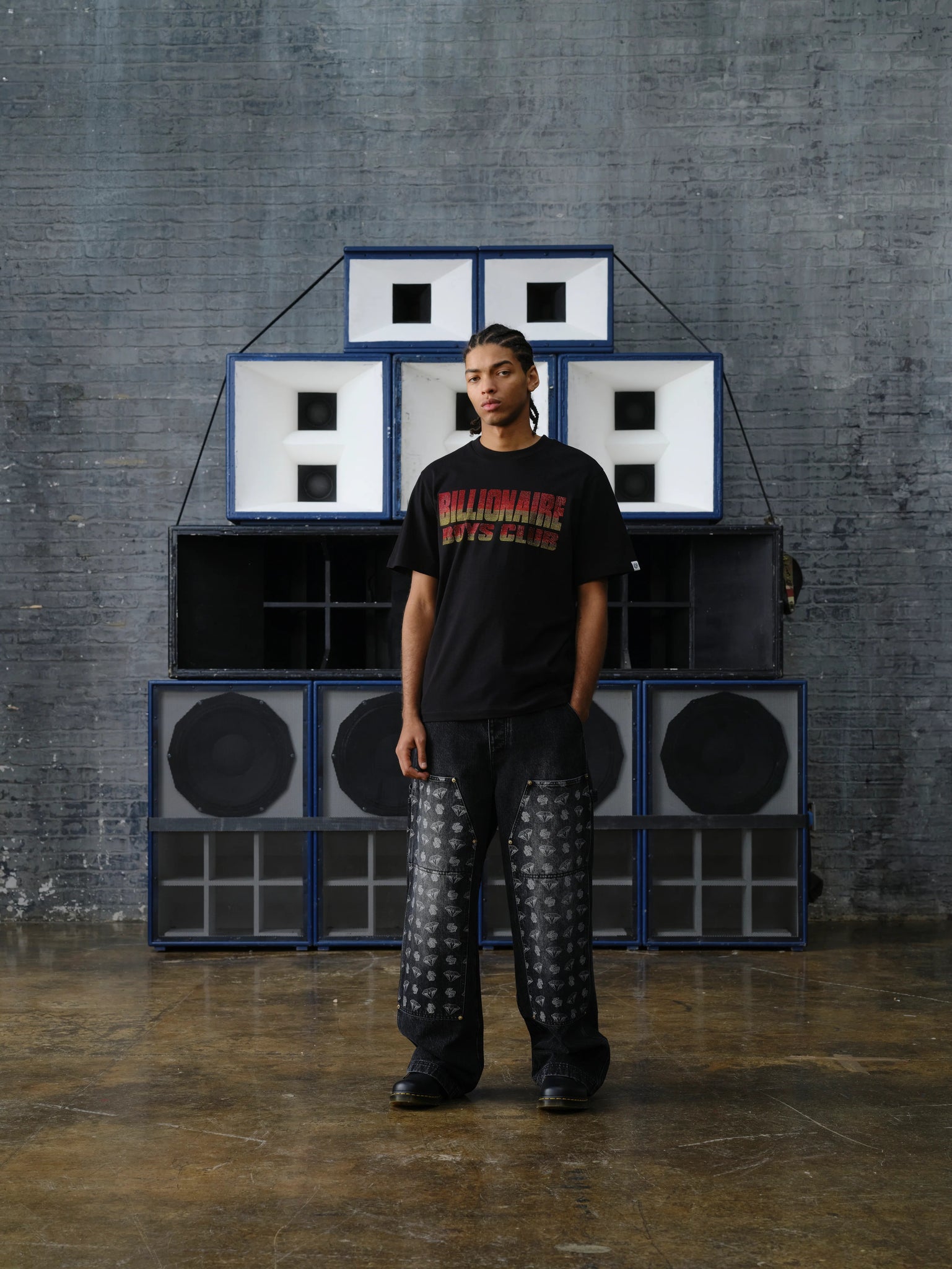 DIAMONDS & DOLLARS DENIM CARPENTER PANT - BLACK