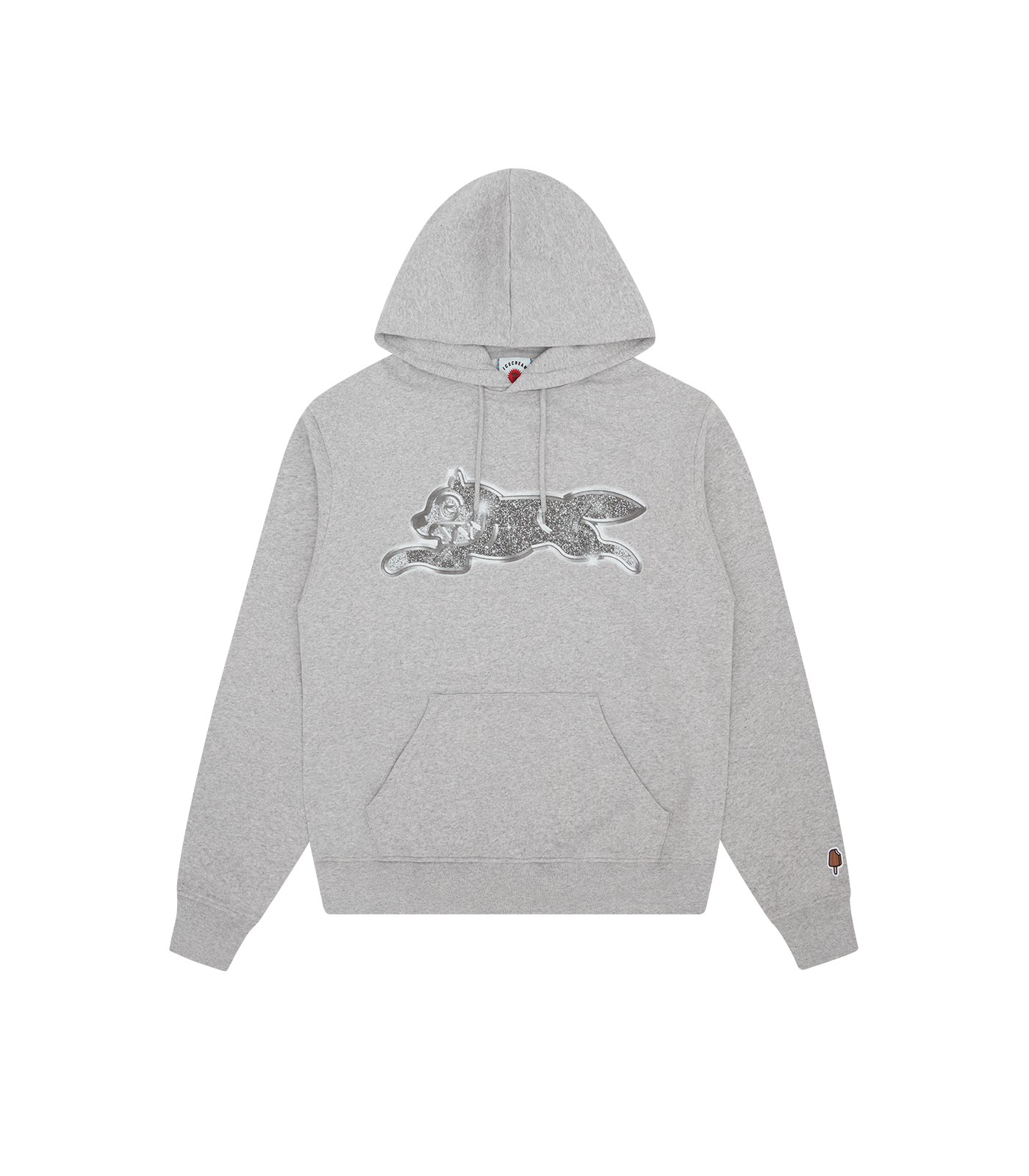 ICED OUT RUNNING DOG HOOD - HEATHER GRAY
