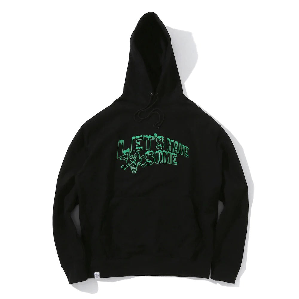 EMBROIDERED LOGO COTTON HOODIE - BLACK