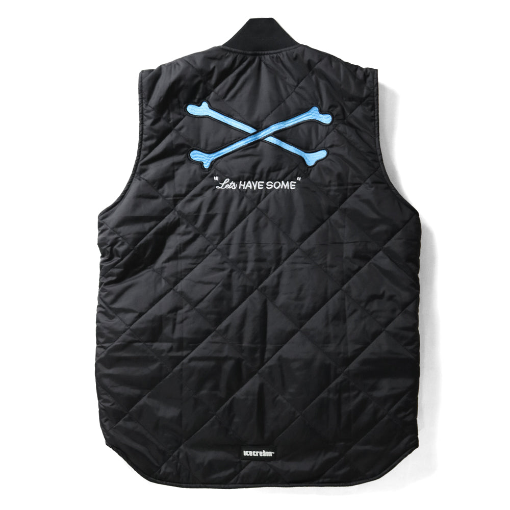 QUILTING VEST EMBROIDERY - BLACK